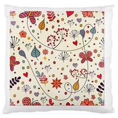 Spring Floral Pattern With Butterflies Large Flano Cushion Case (Two Sides)