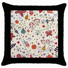 Spring Floral Pattern With Butterflies Throw Pillow Case (black) by TastefulDesigns