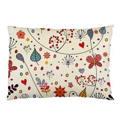 Spring Floral Pattern With Butterflies Pillow Case (two Sides)