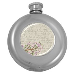 Cherry Blossom Round Hip Flask (5 Oz) by Valentinaart