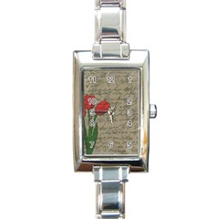 Vintage Tulips Rectangle Italian Charm Watch by Valentinaart