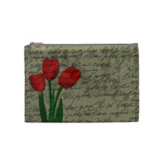 Vintage Tulips Cosmetic Bag (medium)  by Valentinaart