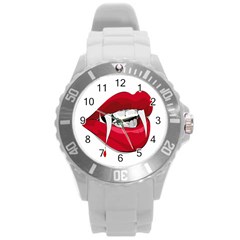 Mouth Jaw Teeth Vampire Blood Round Plastic Sport Watch (l) by Simbadda