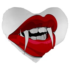 Mouth Jaw Teeth Vampire Blood Large 19  Premium Flano Heart Shape Cushions