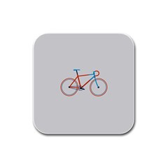 Bicycle Sports Drawing Minimalism Rubber Square Coaster (4 Pack)  by Simbadda