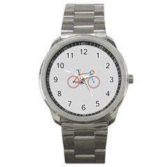 Bicycle Sports Drawing Minimalism Sport Metal Watch by Simbadda