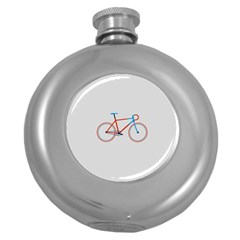 Bicycle Sports Drawing Minimalism Round Hip Flask (5 Oz) by Simbadda