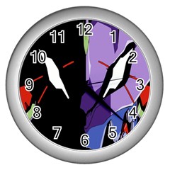 Monster Face Drawing Paint Wall Clocks (silver) 