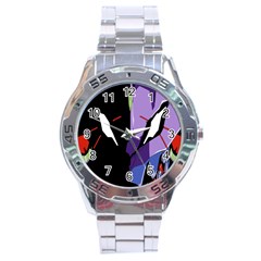 Monster Face Drawing Paint Stainless Steel Analogue Watch by Simbadda
