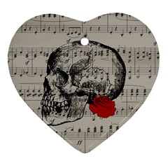 Skull And Rose  Ornament (heart) by Valentinaart