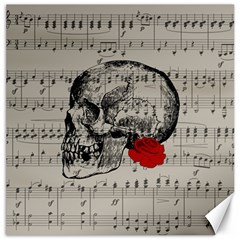 Skull And Rose  Canvas 16  X 16   by Valentinaart