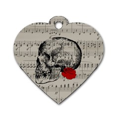 Skull And Rose  Dog Tag Heart (one Side) by Valentinaart