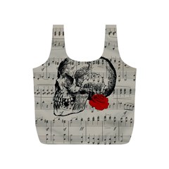 Skull and rose  Full Print Recycle Bags (S) 