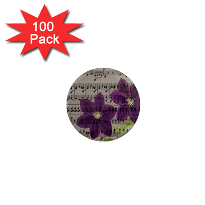 Vintage purple flowers 1  Mini Magnets (100 pack) 