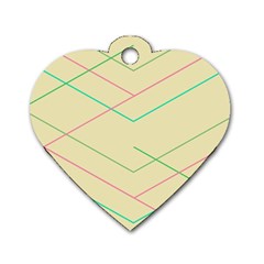 Abstract Yellow Geometric Line Pattern Dog Tag Heart (two Sides) by Simbadda