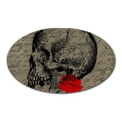 Skull And Rose  Oval Magnet by Valentinaart