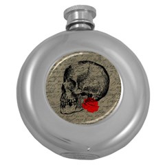 Skull And Rose  Round Hip Flask (5 Oz) by Valentinaart