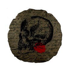 Skull And Rose  Standard 15  Premium Flano Round Cushions