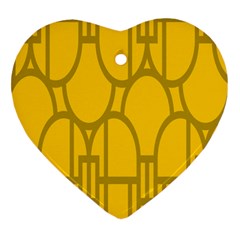 The Michigan Pattern Yellow Heart Ornament (two Sides) by Simbadda