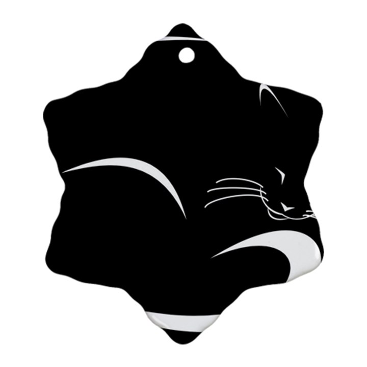 Cat Black Vector Minimalism Snowflake Ornament (Two Sides)