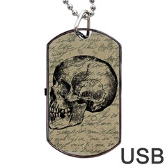 Skull Dog Tag Usb Flash (one Side) by Valentinaart