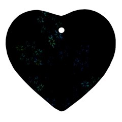 Fractal Pattern Black Background Ornament (heart) by Simbadda