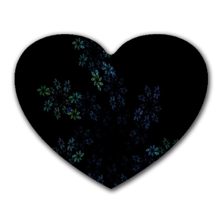 Fractal Pattern Black Background Heart Mousepads