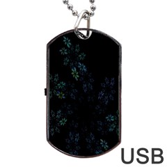 Fractal Pattern Black Background Dog Tag Usb Flash (one Side) by Simbadda