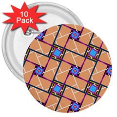 Overlaid Patterns 3  Buttons (10 Pack)  by Simbadda