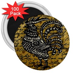 Vintage Rooster  3  Magnets (100 Pack)