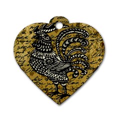 Vintage Rooster  Dog Tag Heart (two Sides) by Valentinaart