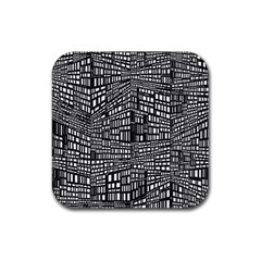 Recursive Subdivision Between 5 Source Lines Screen Black Rubber Coaster (square)  by Simbadda