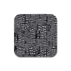 Recursive Subdivision Between 5 Source Lines Screen Black Rubber Square Coaster (4 Pack)  by Simbadda