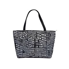 Recursive Subdivision Between 5 Source Lines Screen Black Shoulder Handbags by Simbadda