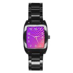 Pink And Purple Stainless Steel Barrel Watch Front