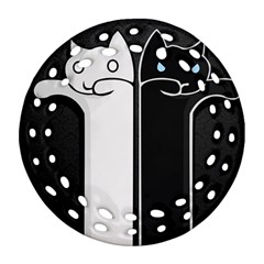 Texture Cats Black White Ornament (round Filigree)