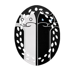 Texture Cats Black White Ornament (oval Filigree)