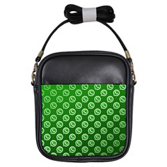 Whatsapp Logo Pattern Girls Sling Bags by Simbadda