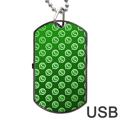 Whatsapp Logo Pattern Dog Tag Usb Flash (two Sides) by Simbadda