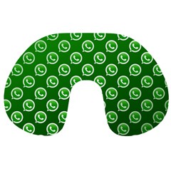 Whatsapp Logo Pattern Travel Neck Pillows by Simbadda