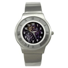 Fractal Patterns Dark Circles Stainless Steel Watch by Simbadda