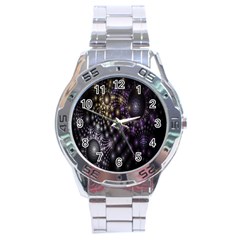 Fractal Patterns Dark Circles Stainless Steel Analogue Watch by Simbadda