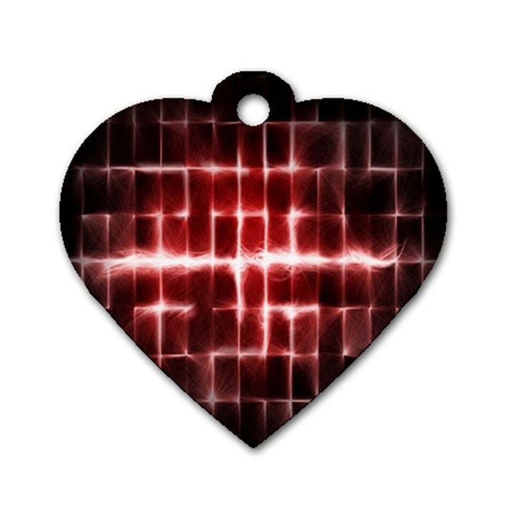 Electric Lines Pattern Dog Tag Heart (Two Sides)