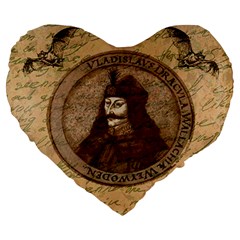 Count Vlad Dracula Large 19  Premium Heart Shape Cushions by Valentinaart