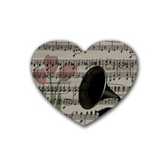 Vintage Music Design Heart Coaster (4 Pack)  by Valentinaart