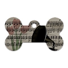 Vintage Music Design Dog Tag Bone (one Side) by Valentinaart