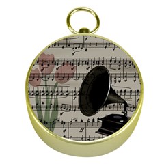 Vintage Music Design Gold Compasses by Valentinaart