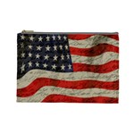 Vintage American flag Cosmetic Bag (Large)  Front