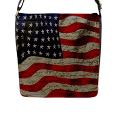 Vintage American Flag Flap Messenger Bag (l)  by Valentinaart