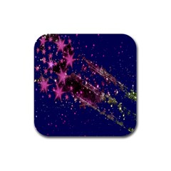 Stars Abstract Shine Spots Lines Rubber Square Coaster (4 Pack)  by Simbadda